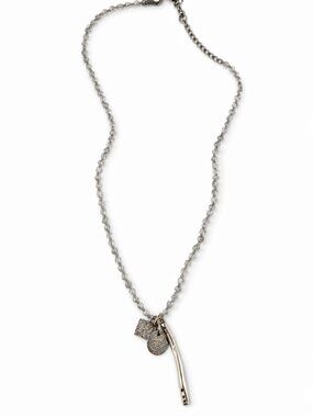 Chan Luu Labradorite Long Necklace Silver Charm Pendant 34", Chan Luu Pouch